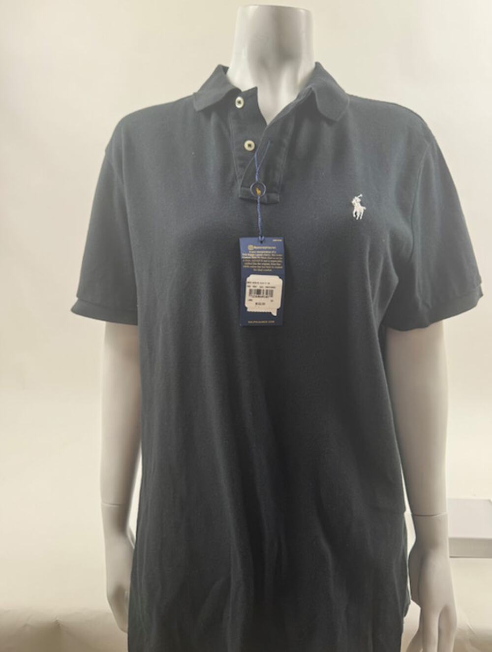 Men's Polo Ralph Lauren NWT Black Custom Slim Fit Polo Shirt Black Size L